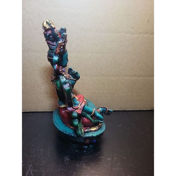 Handcrafted Green Tara Buddha Statue Home Decor - Spiritual Religious Statue - Picture 3 of 6